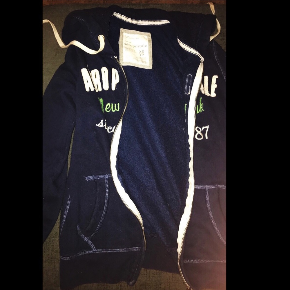 XS BLUE AREOPOSTAL ZIP UP JACKET